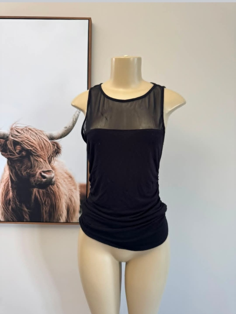Kismet Black Sheer Yoke Tank Top